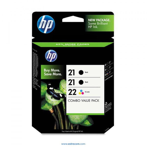 HP 21/22 pack 3 unidades original