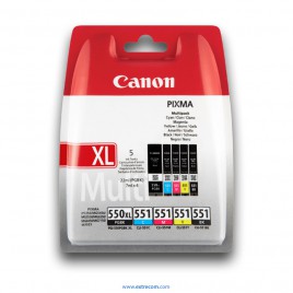 Canon CLI-551/PGI-550BK XL pack 5 unidades original
