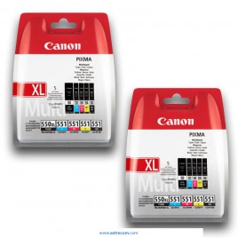 Canon CLI-551/PGI-550BK XL 2x pack 5 unidades original