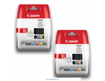 Canon CLI-551/PGI-550BK XL 2x pack 5 unidades original