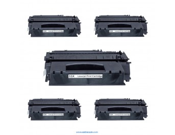 pack 5 tóner compatible para hp 53x