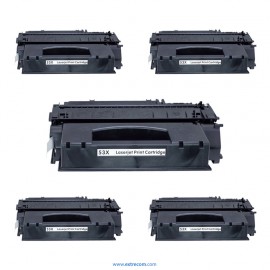 pack 5 tóner compatible para hp 53x