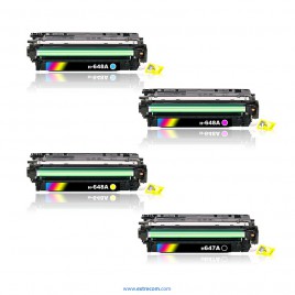 pack 4 tóner compatible para hp 648a + 647a