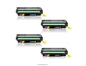 pack 4 tóner compatible para hp 648a + 647a