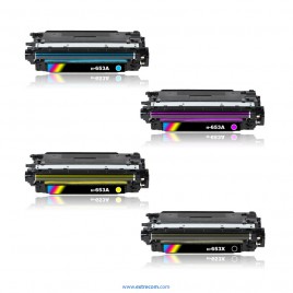 pack 4 tóner compatible para hp 653a