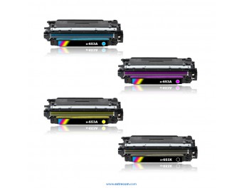 pack 4 tóner compatible para hp 653a