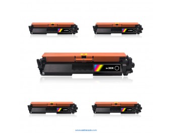 pack 5 tóner compatible para hp 30x