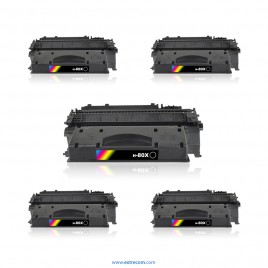 pack 5 tóner compatible para hp 80x