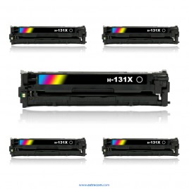 HP 131X pack 5 unidades negro compatible