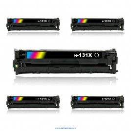 pack 5 tóner compatible negro para hp 131x