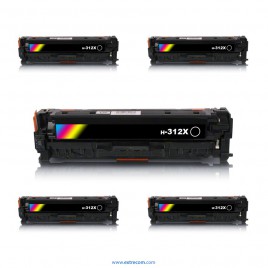 pack 5 tóner compatible negro para hp 312x