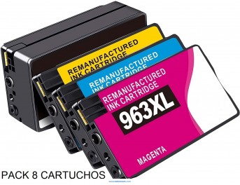 Pack de 8 cartuchos de tinta compatible con HP 963 XL