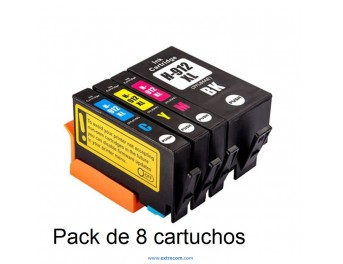 Pack de 8 cartuchos de tinta compatible con HP 912 XL