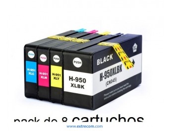 Pack de 8 cartuchos de tinta compatible con HP 950 XL
